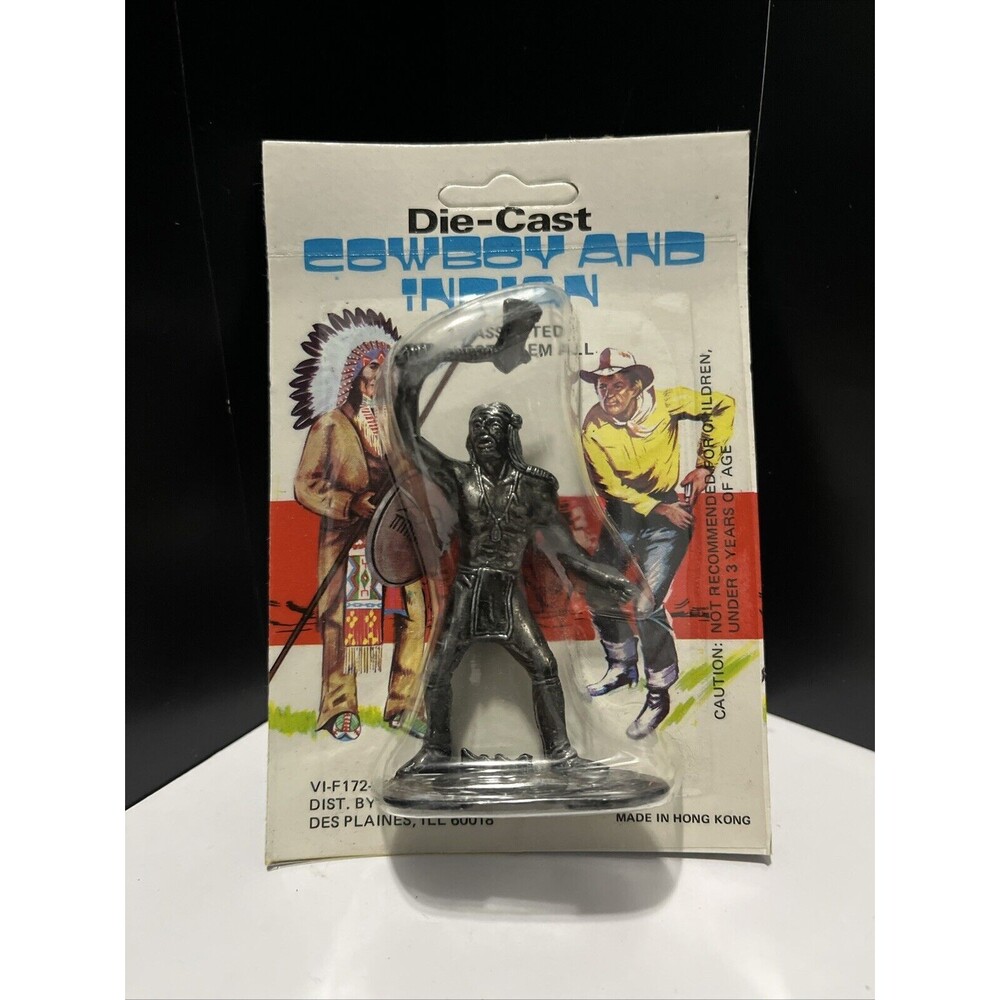 Vintage Diecast Cowboy & Indian Indian Raising Axe Metal 1960 Unpainted New 3”